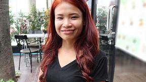”Ginger Asian hottie Miao is taking big one doggystyle”