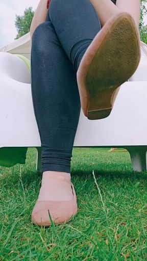 POV: My Feet Ignore you Outside, at the Golf Drive Range in Pink Balerinas and Black Leggings - Giantess Perspective