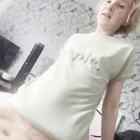 Blond girlfriend riding my cock