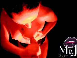 Nyx and MrJ... beneath a red light