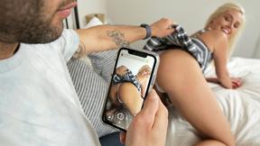 ”Slutty blonde step sister gets teen snatch pounded by older step brother”