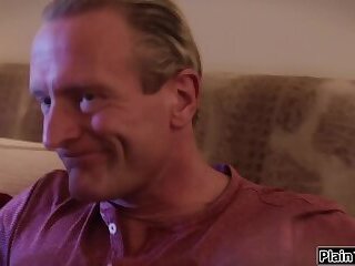Teen stepdaughter happy that her stepdad teaches her to fuck