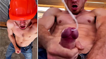 muscular BUILDER gets excited at work and CUMS on your FACE! A huge portion of sperm!