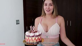 Busty MILF is letting her stepson fuck her tight anal as a birthday present