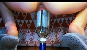 18-year-old wife rides huge bottle in hardcore anal fisting