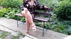 Stepson cums on stepmother's bare legs