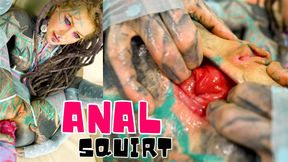 Inked Girl&#039;s Anal Squirt - Big Dildos, Gaping &amp; Squirting