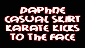 Daphne casual skirt karate kicks to the face