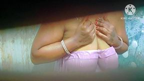 Huge Boobs Girl Bathing and Seducing Her Step Brother When She Came to Know He Is Peeking Her