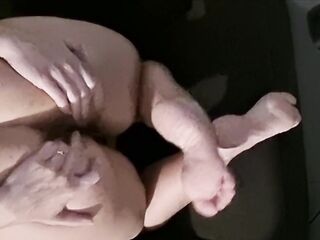 insatiable wife, military dressed, aged wife masturbates his big tits shaking him