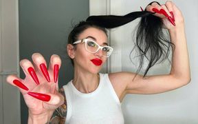 Red Long Nails and Red Lips