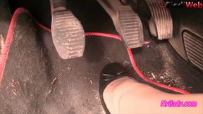 Nyllady's Revving in Black Ballet Flats and Nude Sheer Pantyhose