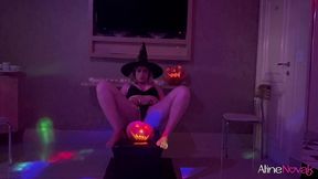 a wonderful blowjob from the young blonde witch after the halloween party followed by lots of doggstyle