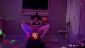 a wonderful blowjob from the young blonde witch after the halloween party followed by lots of doggstyle