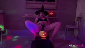 a wonderful blowjob from the young blonde witch after the halloween party followed by lots of doggstyle