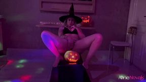 a wonderful blowjob from the young blonde witch after the halloween party followed by lots of doggstyle