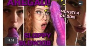 Ahegao Blowjob ALIEN DILDO MOUTH FETISH