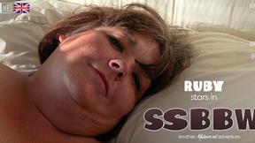 ”SSBBW Ruby plays in bed with her huge saggy tits & heavy muff!”