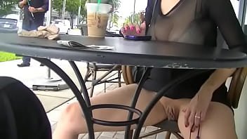 Exhibitionist Wife #128 - Lana the 38DD MILF UPSKIRT FLASHING her meaty pussy in public and jerking off a voyeur he cums on her BIG TITS!