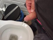 Peeing in a public toilet