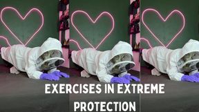 hazmat suit and gas mask exercises