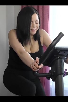 Exercise on Bicycle After Pregnancy Bouncing Boobs and Nipples Playing