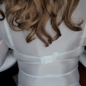 White Seethrough Top and Vintage Pointy Bra