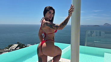 Naughty Brazilian Rides A Huge Dick And Takes A Cumload On Her Tits! Gabriella Euzebio