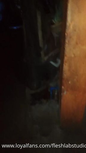 Pinoy Twink Strokes Hairy Cock in Dark Alley, Cums Hard Before Getting Caught