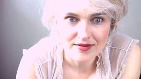 Beautiful luxurious blond haired cougar was playing with her big boobs