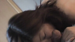 Natural tits Japanese brunette drilled hard after sloppy BJ