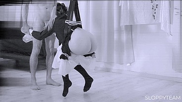 CCTV: Blonde Teen Fucked on Swing * SUSPENSION BONDAGE Shibari BDSM