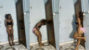 Angelica locked out of the bathroom - Pee Desperation and Panty Wetting