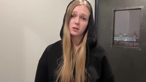 Russian Amateur Blonde Arisha Mills Teased Into Licking My Giant Cock At The Doorstep