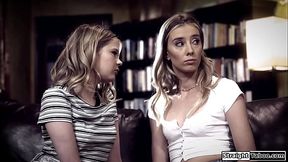 Two teens lick ifo the college counselor and the perv joins