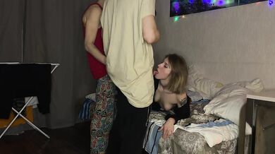 Two boys fucked her all night till her pussy gushed on their big cocks