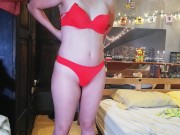 trying on underwear and playing a little