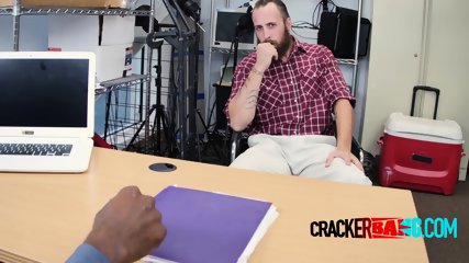 Big bearded cracker needs job so has interracial sex with black casting agent with huge cock