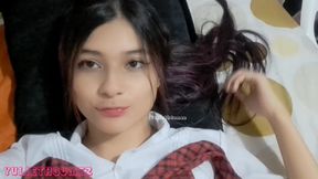 University Girl Makes Video Call with Her Boyfriend in the University Bathroom