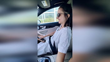 Auto-fellatio&#x1F61C; with electrifyin' vibrator - solo drive-by delight