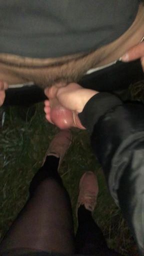 Stranger at night, cums in the ass, trans slut