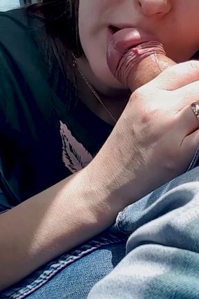 Sexy stepdaughter after university sucks a concerned stepfather right in the car