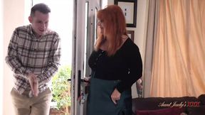 Hot British mature cougar Melanie welcomes new tenant with her big natural tits