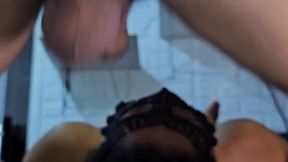 Submissive slut deepthroats and takes anal fuck upside down