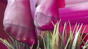 Nylon reinforced toes play with artificial grass