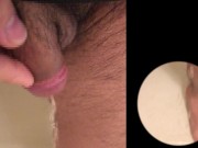 【4K オススメ】超どアップ！尿道から出るおしっこと亀頭についた雫・・・これは見ごたえある！？