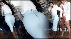 We Masturbate And Rub His Cock On My Pencil Skirt