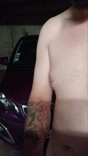 Cumshot on car hood in public