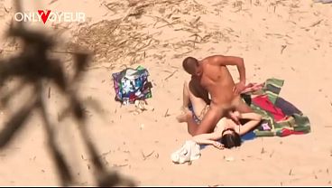 Voyeur Filmed Beach Girl Stroking Boyfriend&rsquo_s Dick And Taking Cum On Small Tits