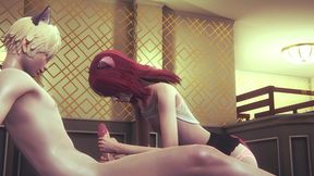 yaoi femboy - erito hard sex with a catboy [handjob, blowjob, footjob, threesome and fucked] - sissy trap crossdresser japanese asian manga anime game porn